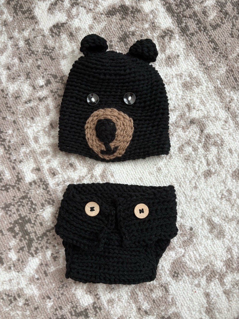Newborn bear hat with diaper cover